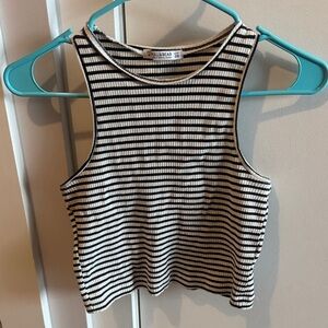 Pull&Bear Black and White Striped Tank Top